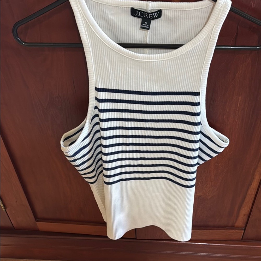 J. Crew Navy and White Striped Tank Top